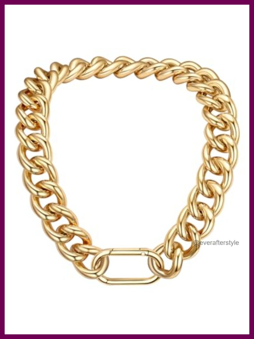 14K Gold Plated Cuban Link Chain Necklace Aluminum Spring Ring
